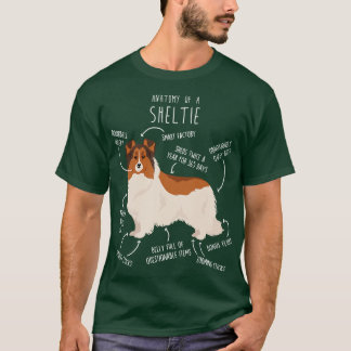 Camiseta White Sheltie Shetland Sheepdog Anato, com cabeça 