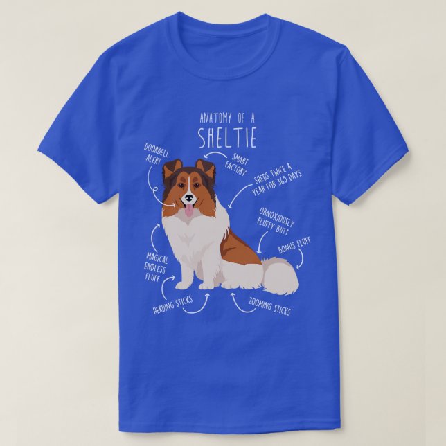 Camiseta White Sheltie Shetland Sheepdog Anato, com cabeça  (Frente do Design)