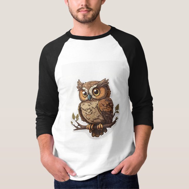 Camiseta White t shirt with beautiful owl (Frente)