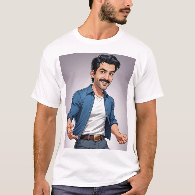 Camiseta White T shirt with blue photo  (Frente)