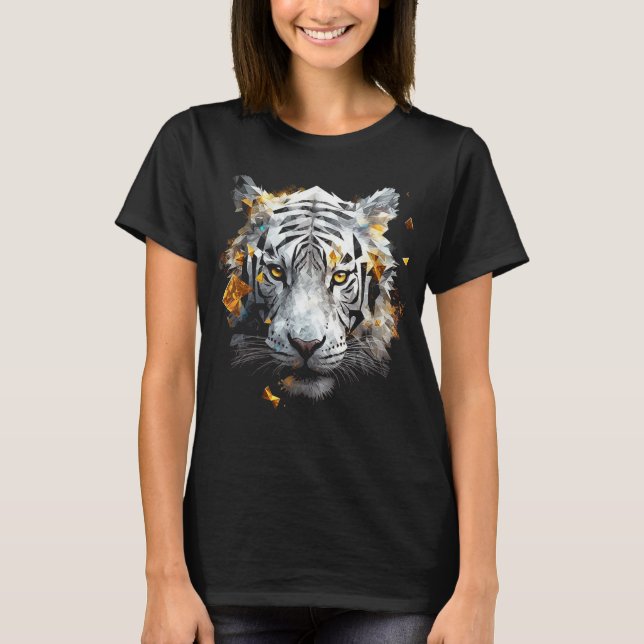 Camiseta White Tiger - Art Animal Motif Tiger (Frente)