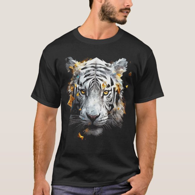 Camiseta White Tiger - Art Animal Motif Tiger (Frente)