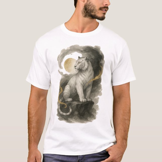 Camiseta 【White Tiger Japanese Ink Art T-Shirt】 (Frente)