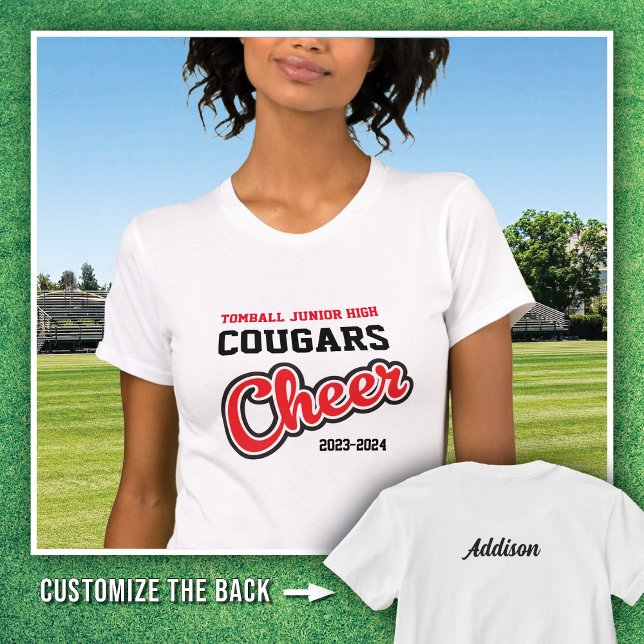 Camiseta White Tomball Junior High Cougars Cheer 2023-2024 (Criador carregado)