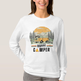 Camiseta White Vintage Mountain Sunrise Camper Van Nature