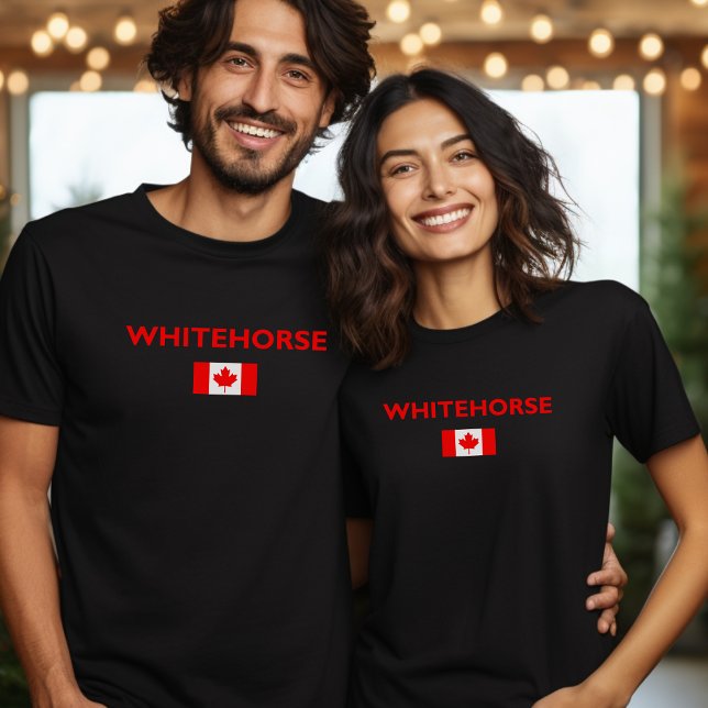 Camiseta Whitecavalo canadense Flag Dark Color (Criador carregado)