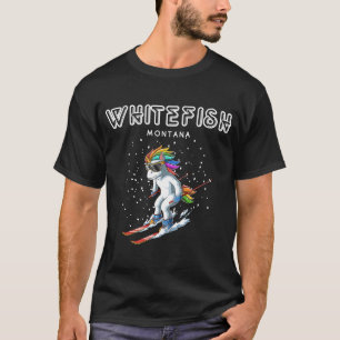 Camiseta Whitefish Montana Unicorn EUA Ski Resort 80s Relat