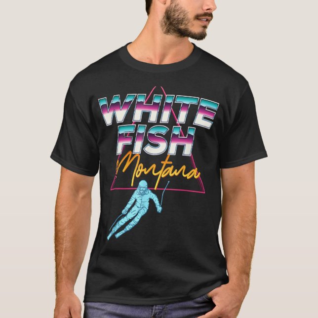 Camiseta Whitefish Montana Usa Ski Resort 1980 Retro (Frente)