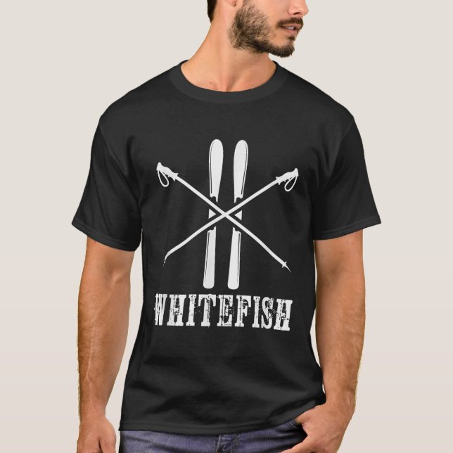 Camiseta Whitefish Mountain Ski Skier Skiing Nordic Alpine  (Frente)