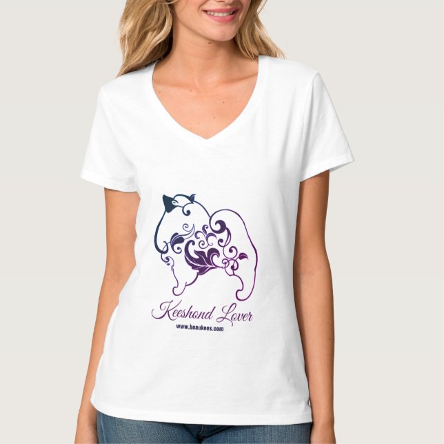 Camiseta WhiteT-Camisa do amante do Keeshond por BeauKees (Frente)
