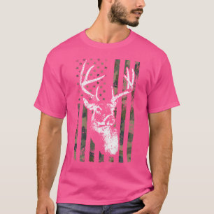 Camiseta Whitetail Buck Deer Caçando Bandeira Da Camuflagem