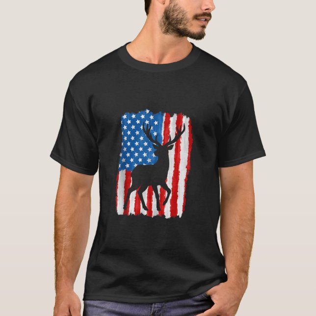 Camiseta Whitetail Buck Deer Hunter Hunter American Fl (Frente)