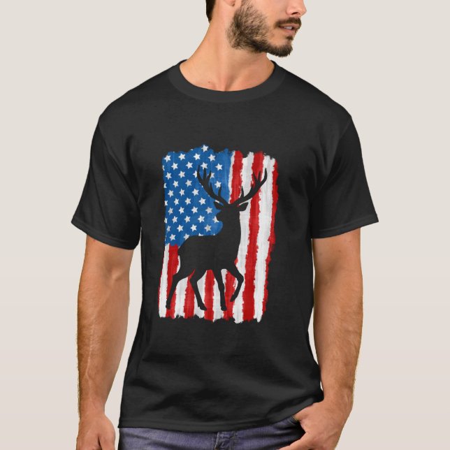 Camiseta Whitetail Buck Deer Hunter Hunter American Fl (Frente)