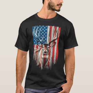 Camiseta Whitetail Buck Deer Hunting American Camouflage US