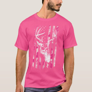 Camiseta Whitetail Buck Wo Deer Hunting Pink Camo American