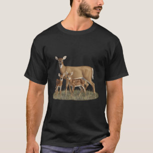 Camiseta Whitetail Deer Doe Cute Twin Fawns Wildlife Art