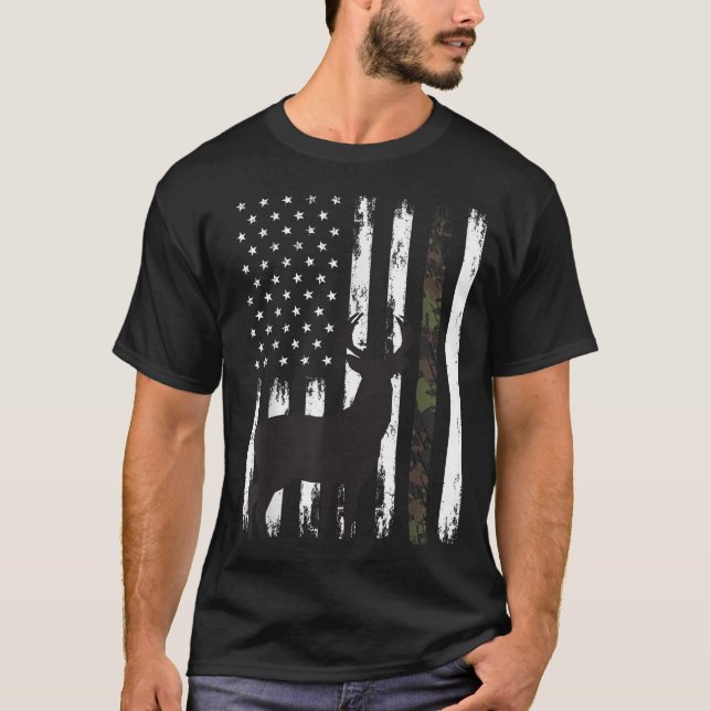 Camiseta Whitetail Deer Hunter Buck Camo American (Frente)