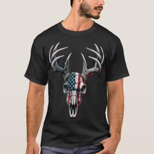 Camiseta Whitetail Deer Hunting American Flag Em Buck