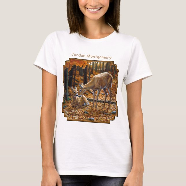 Camiseta Whitetail Doe Fawn Autumn (Frente)