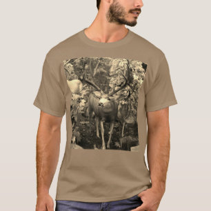 Camiseta Whitetail No Painel De Madeira Do Outono