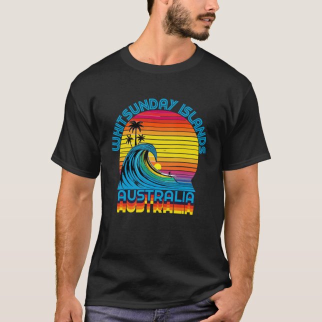 Camiseta Whitsunday Islands Retro Throwback Surf & Beach So (Frente)
