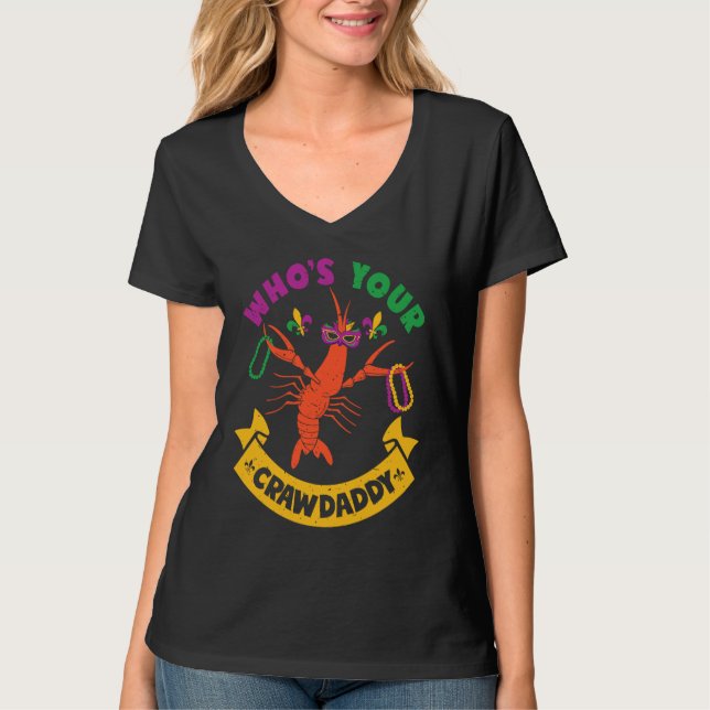Camiseta Who's Your Crawdaddy Crawfish Jester Beads  Mardi  (Frente)