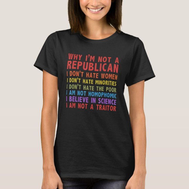 Camiseta Why I'm Not A Republican I Don't Hate Women (Frente)