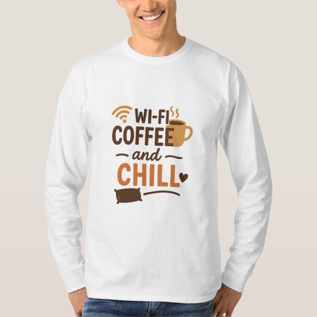 Camiseta Wi-Fi, Café e Enchimento (Frente)