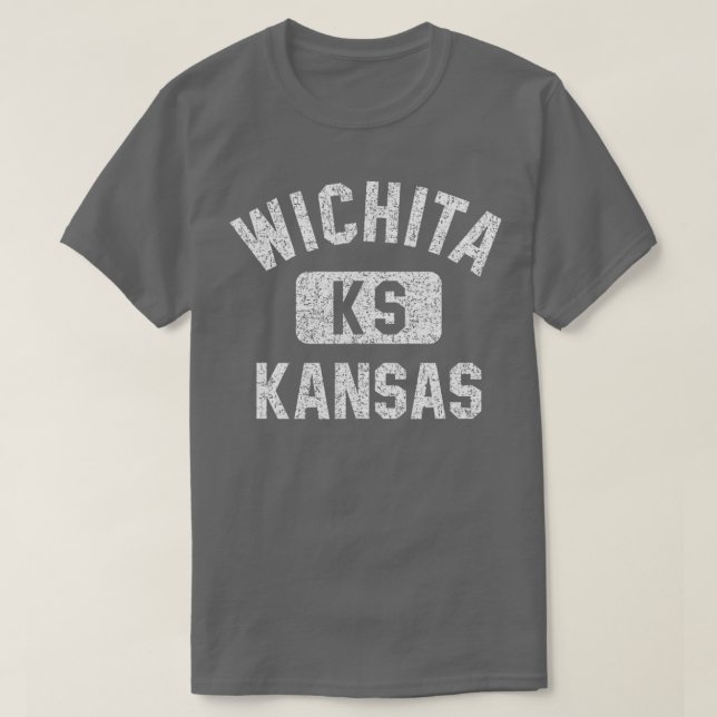 Camiseta Wichita KS Kansas Estilo Gym Distante Impressão Br (Frente do Design)