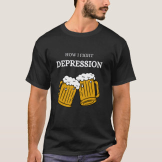 Camiseta Wie ich Depressionen bekämpffe Bier Alkohol (Germa