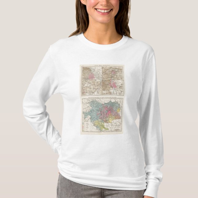 Camiseta Wien, Prag, mapa de BudaPest (Frente)