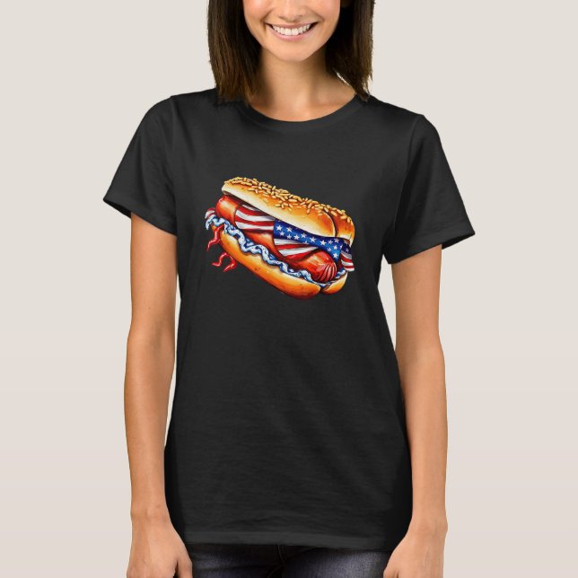 Camiseta Wiener Hotdog Costume USA 4th of July Party Outfit (Frente)
