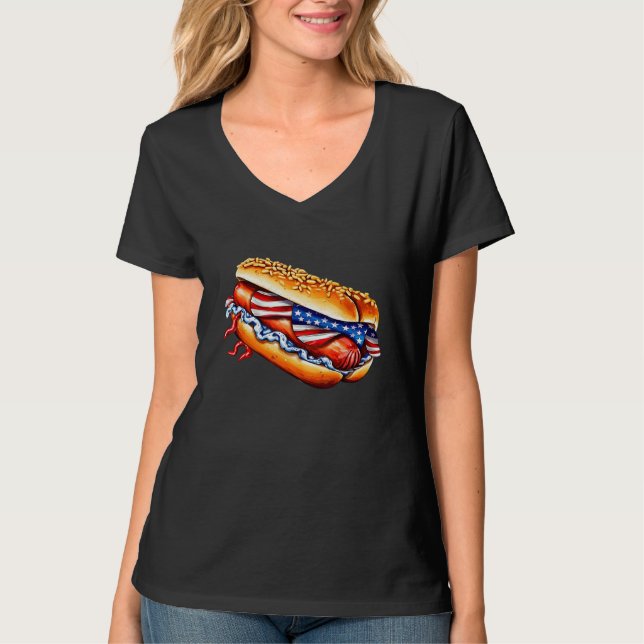 Camiseta Wiener Hotdog Costume USA 4th of July Party Outfit (Frente)