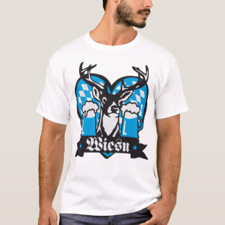 Camiseta Wiesn cervo em azul sabido as Pirsch coração