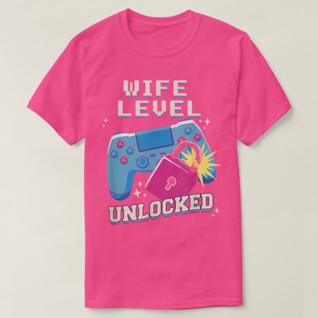 Camiseta WIFE LEVEL UNLOCKED Funny Engagement Engaged Gamer (Frente do Design)