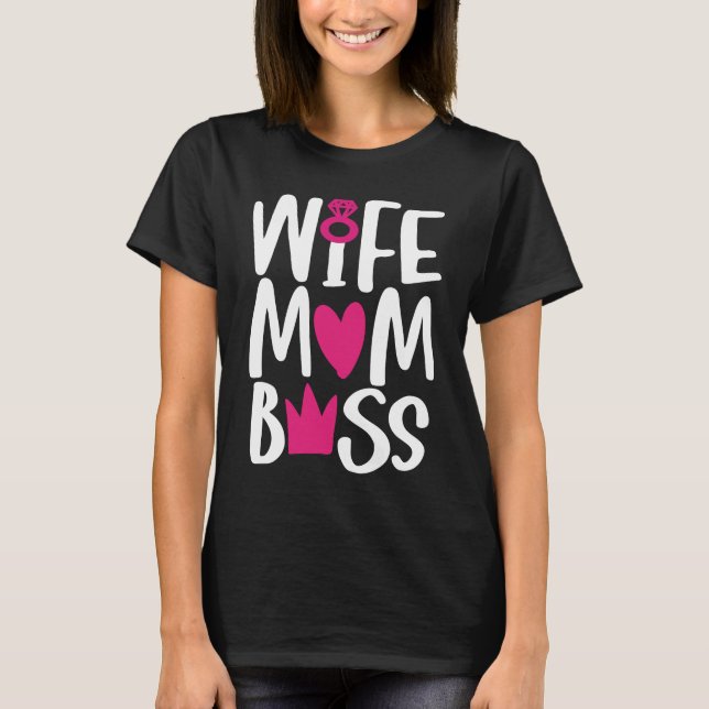 Camiseta Wife Mom Boss  Valentine Couple (Frente)