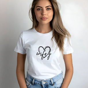 Camiseta Wifey De Trendy Branca Na Impressão Do Coração