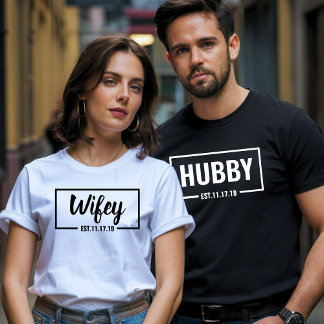 Camiseta Wifey e Hubby - Festa de casamento e lua de mel