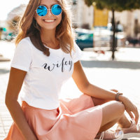 Wifey Modern Black Script White Womens