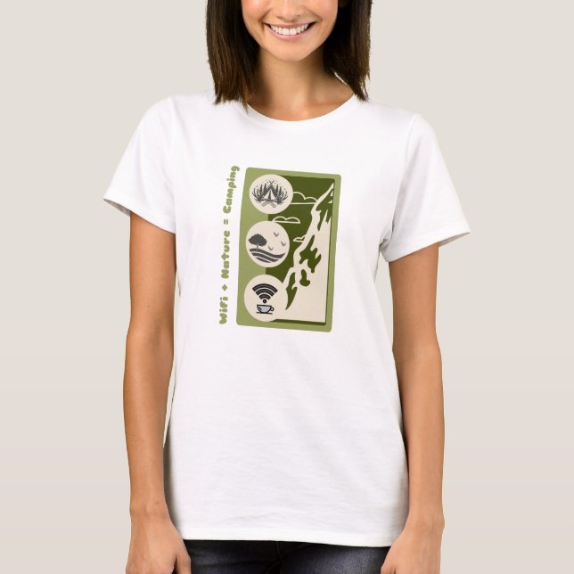 Camiseta WiFi + nature = camping adventure camping (Frente)