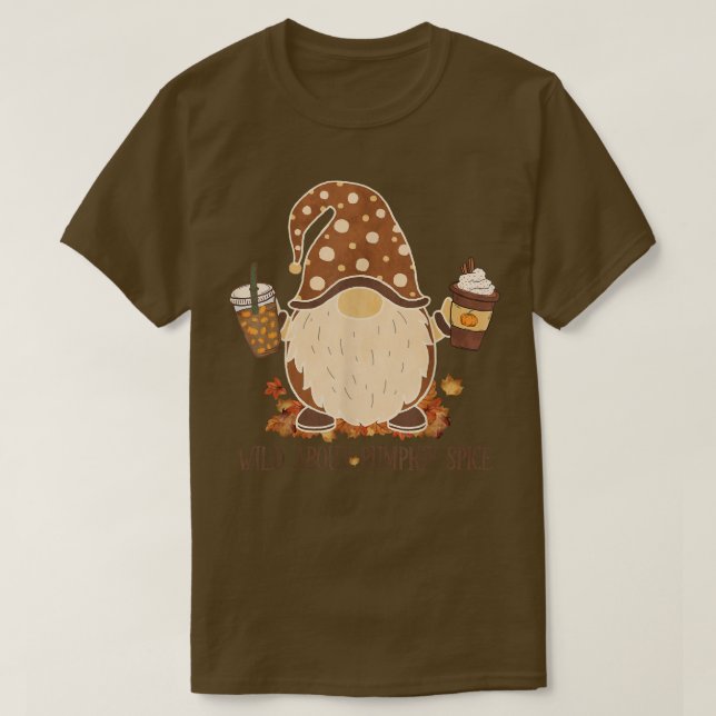 Camiseta Wild About Pumpkin Spice Cute Gnome Fall Leaves Th (Frente do Design)