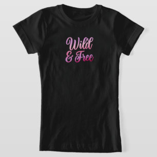 Camiseta Wild and Free - T-shirt de raparigas rosa divertid