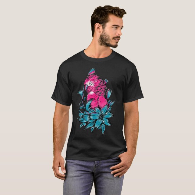 Camiseta wild bird and parrot art fun hoodie unsexed T-Shir (Frente Completa)