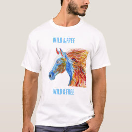 Camiseta Wild & Free colorful horse  white T-Shirt