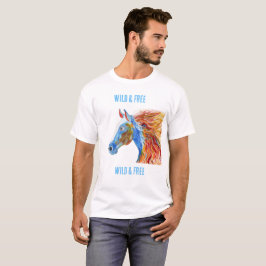 Camiseta Wild & Free colorful horse  white T-Shirt