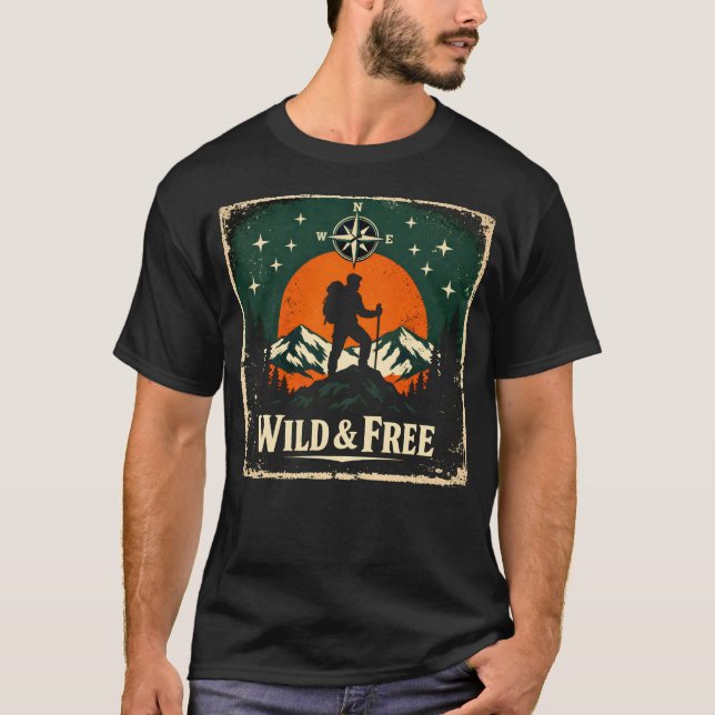 Camiseta Wild & Free – Outdoor Freedom Nature Spirit Tee (Frente)