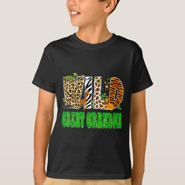 Camiseta Wild Great Grandma Zoo Safari Animal Birthday Fami (Frente)