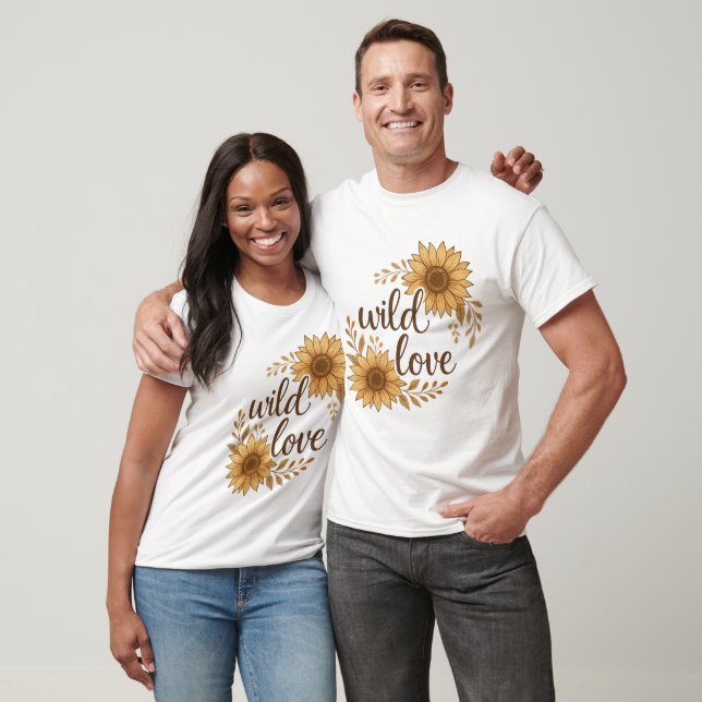 Camiseta Wild Love – Rustic Boho Sunflower Wedding T-Shirt (Unissex)