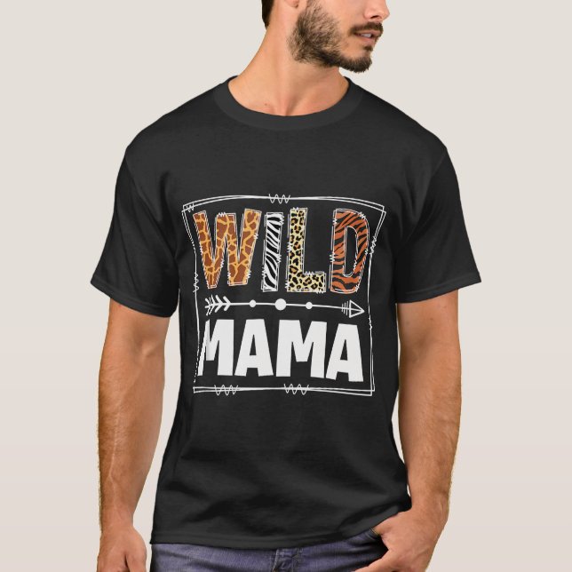 Camiseta Wild One Mama Two Wild Zoo Animal Theme Aniversári (Frente)