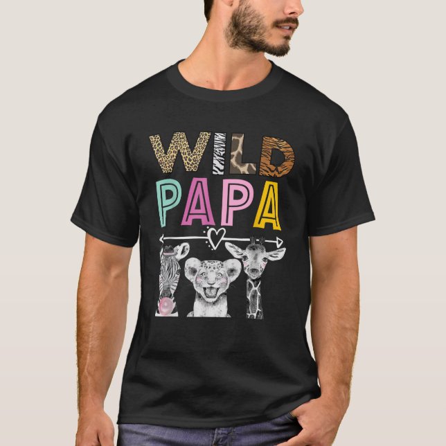 Camiseta Wild Papa Zoo Tema Birthday Safari Jungle Matchin (Frente)